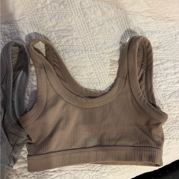 ALO Yoga Ribbed Sports Bra in Taupe - Picture 5 of 6
